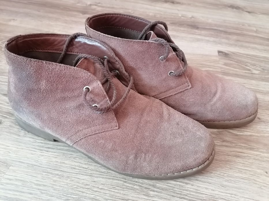 Buty trzewiki męskie 43 welury skórzane jak NOWE