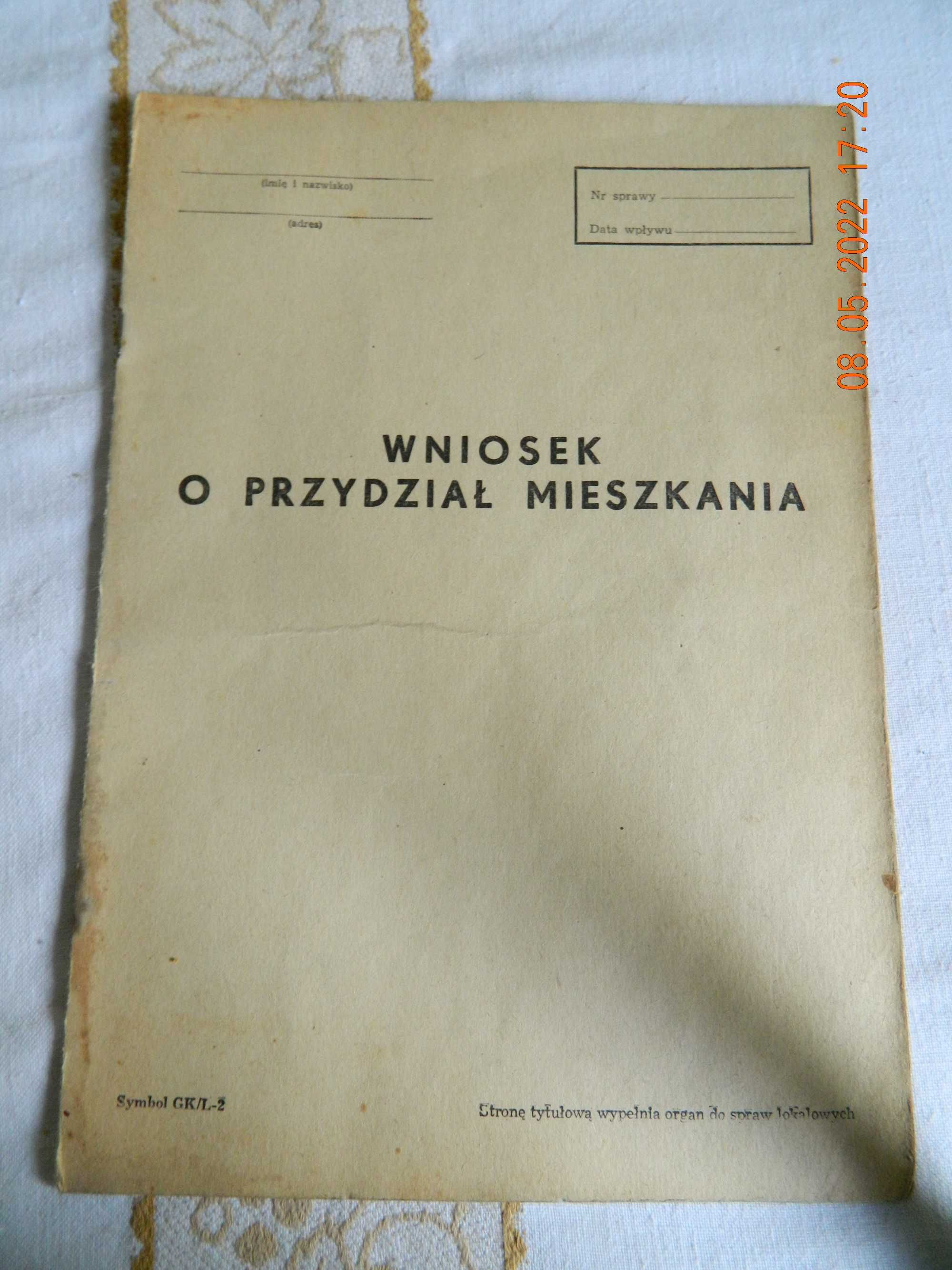 wniosek o przydział mieszkania lata 60-te PRL