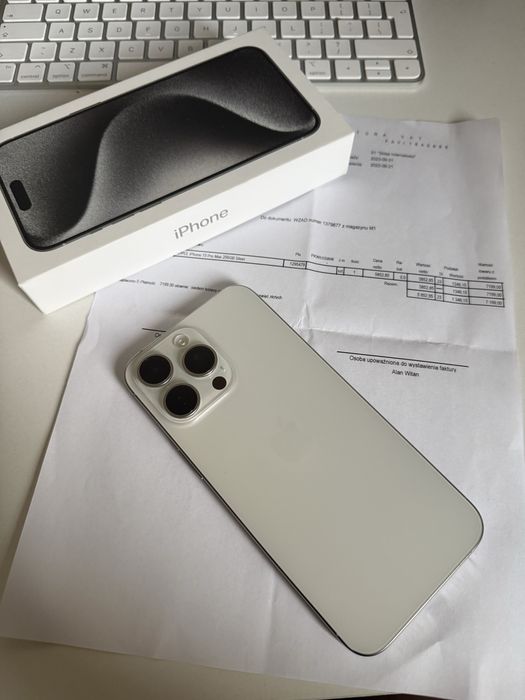 iPhone 15 Pro Max 256gb White Titanium Jak Nowy Bateria 92% od nowości