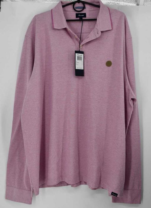 Faconnable Malva długi rękaw polo liliowe 4XL 100 % bawełna nowa