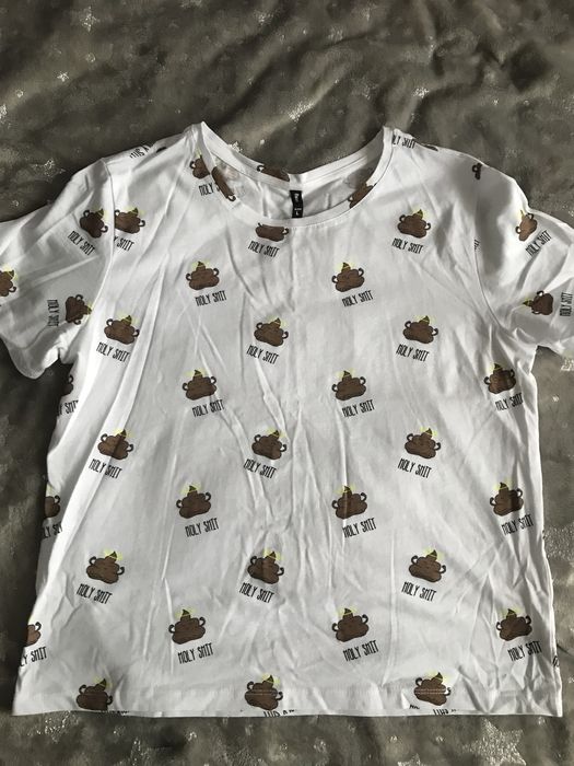 Sinsay biała koszulka bluzka t-shirt śmieszny print rozm. 40 L #1