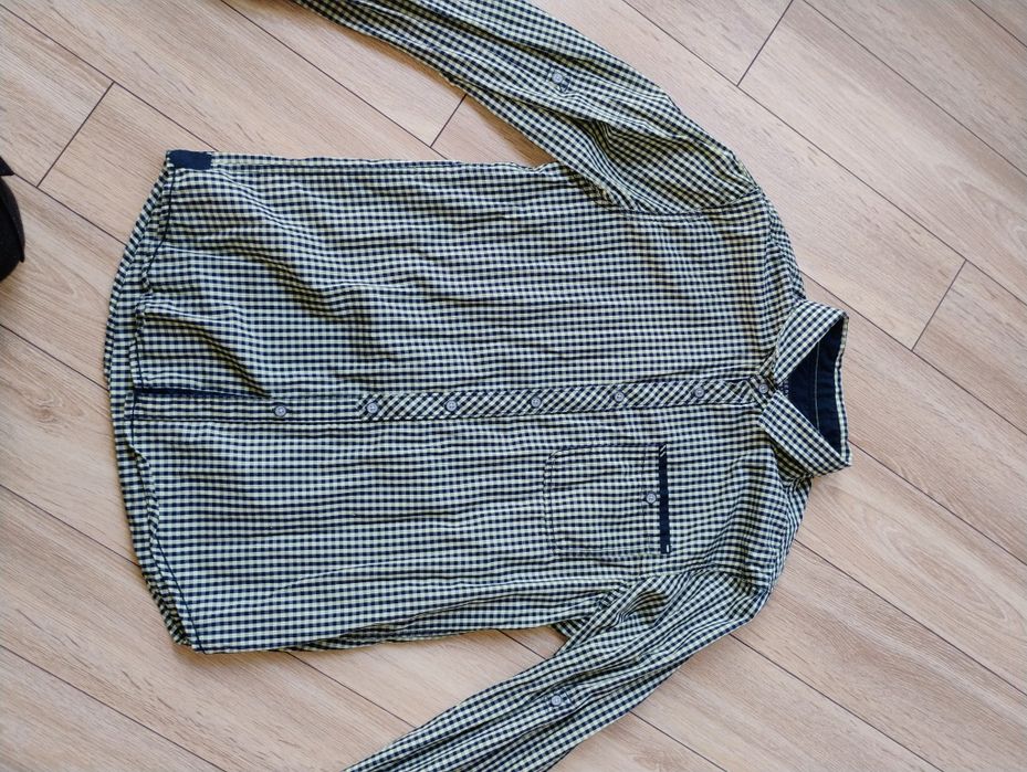 Koszula męska długi rękaw kratka gładka 4 sztuki