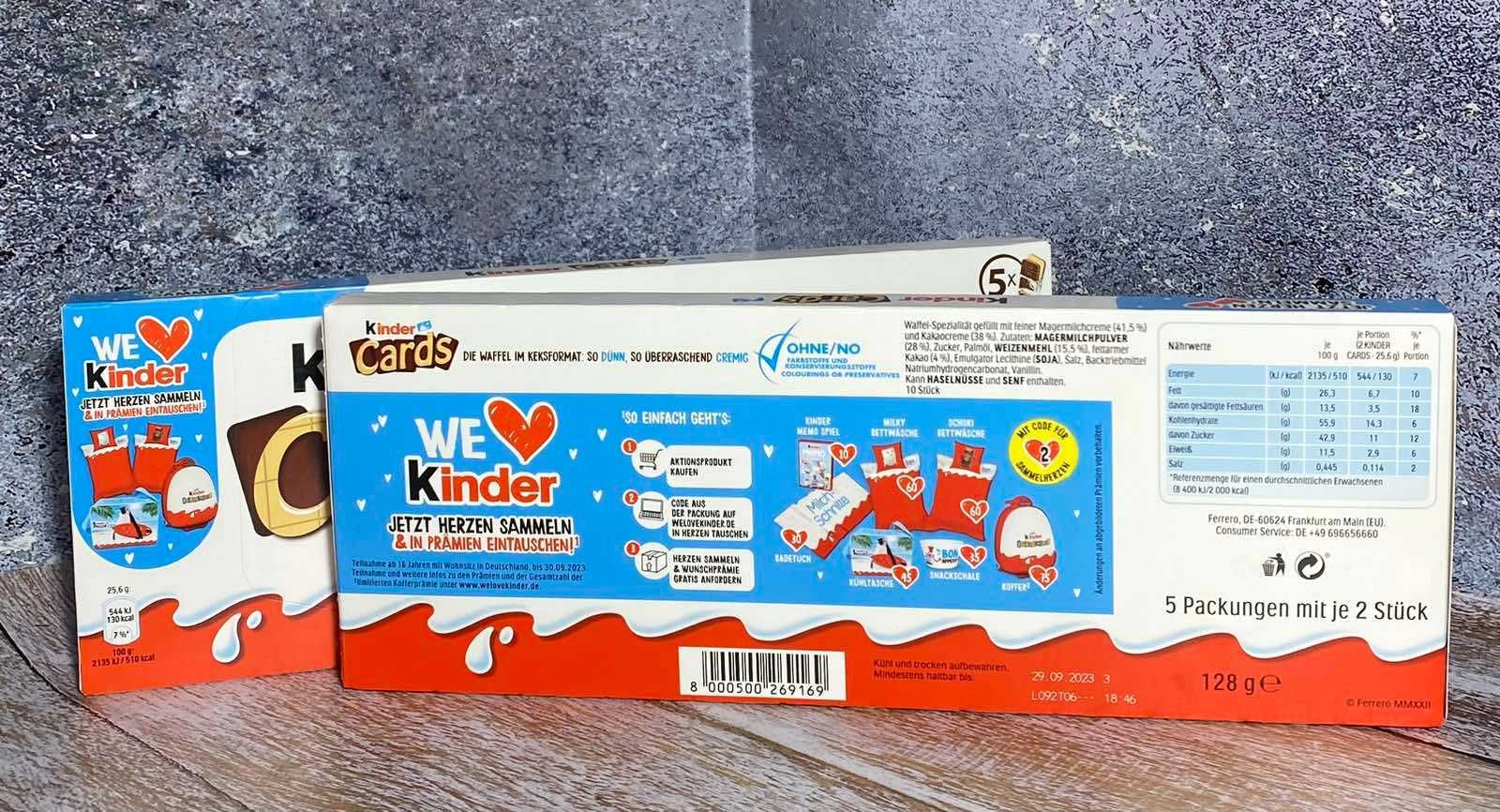 Печиво Kinder Cards 
Вага 128 г
5 шт. в уп.