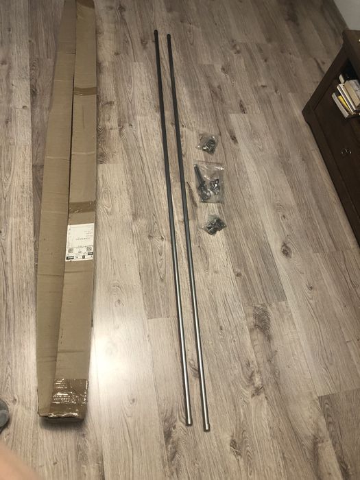 Podwójny karnisz, srebrny 200cm. Odbiór osobisty.