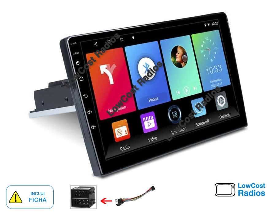 Rádio ANDROID • 1 DIN - 2 DIN Universal 9'' • GPS USB BT • Ficha ISO