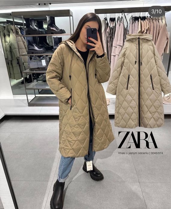 Стьобане пальто ZARA р М жіноча куртка довга зара