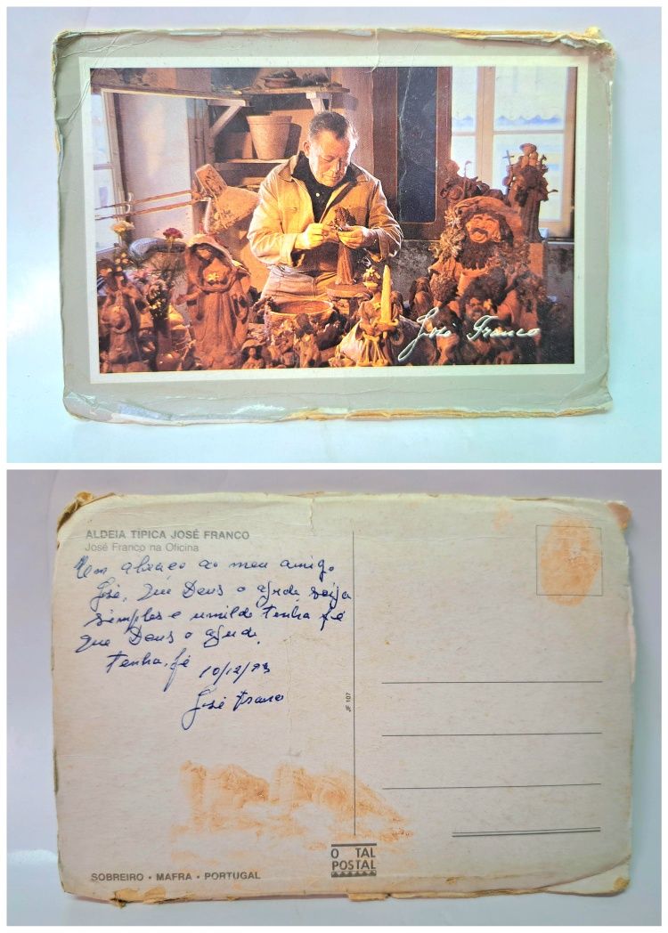 Postal assinado por José Franco, ceramista