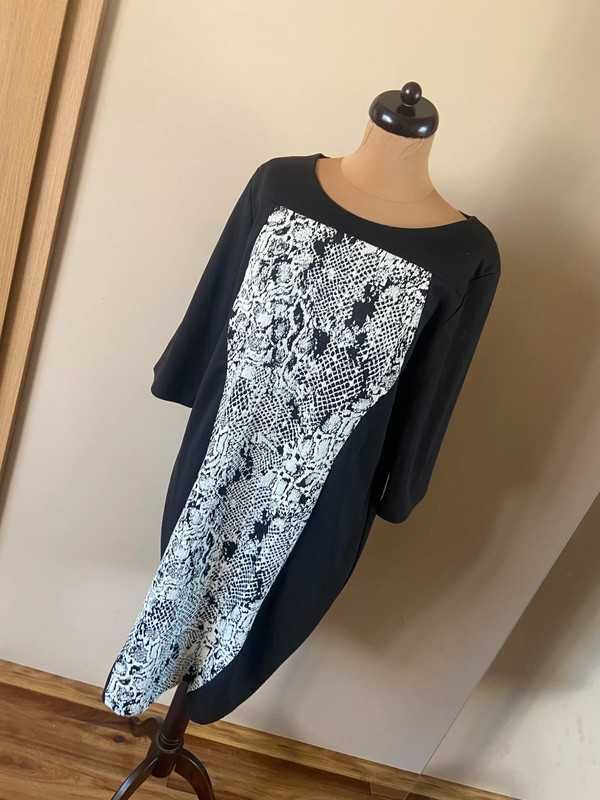 Adika 46 48 xxxl czarna sukienka wzór wyszczuplajacy xxl +size 7/8