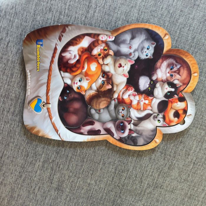 Дерев'яний пазл "Котики-муркотики" ubees. Розвиваючі іграшки 1+