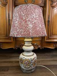 Stara ceramiczna lampa ręcznie wykonana majolika malowana