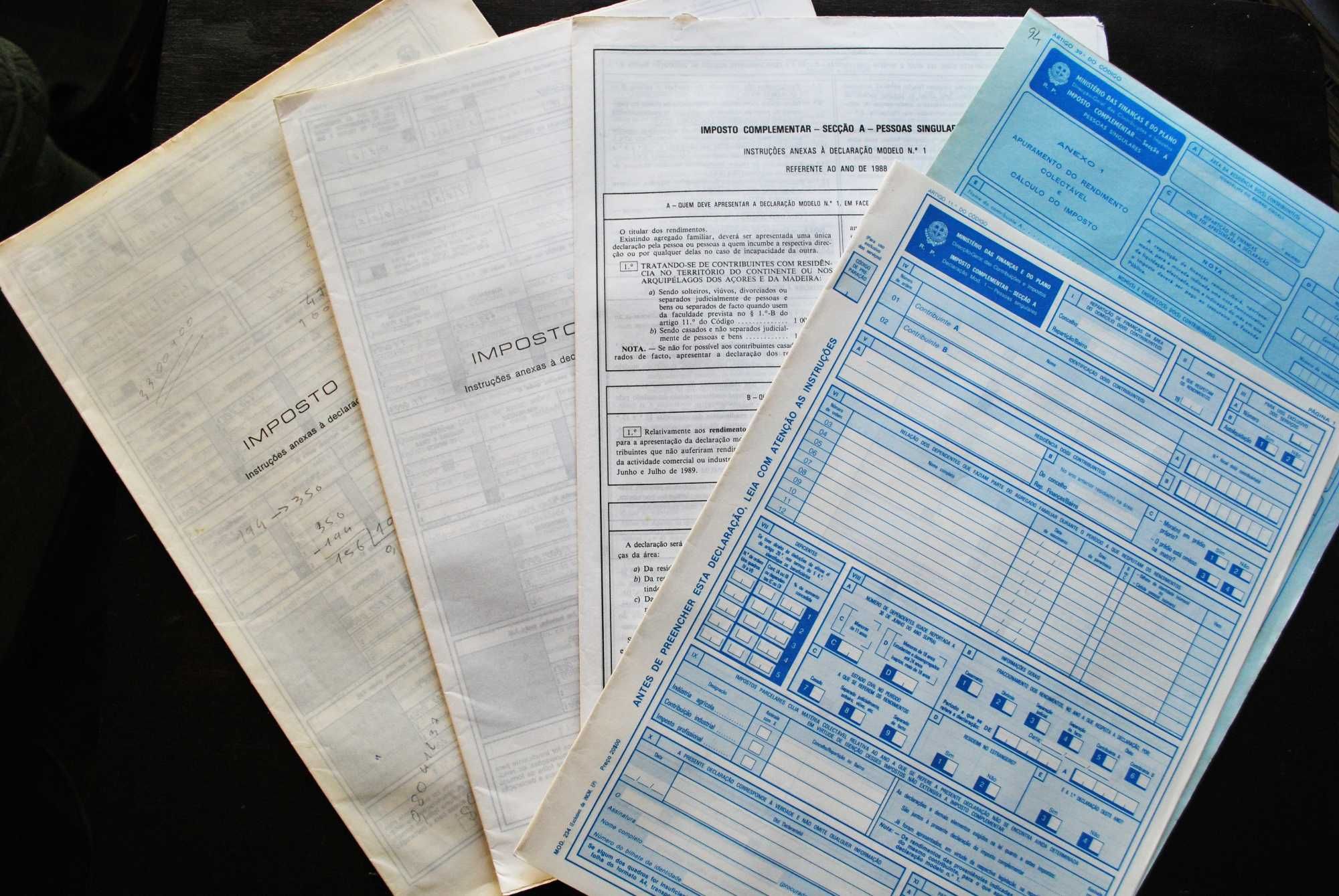 Impressos Imposto Completar com Anexo 1 e Instruções de preenchimento