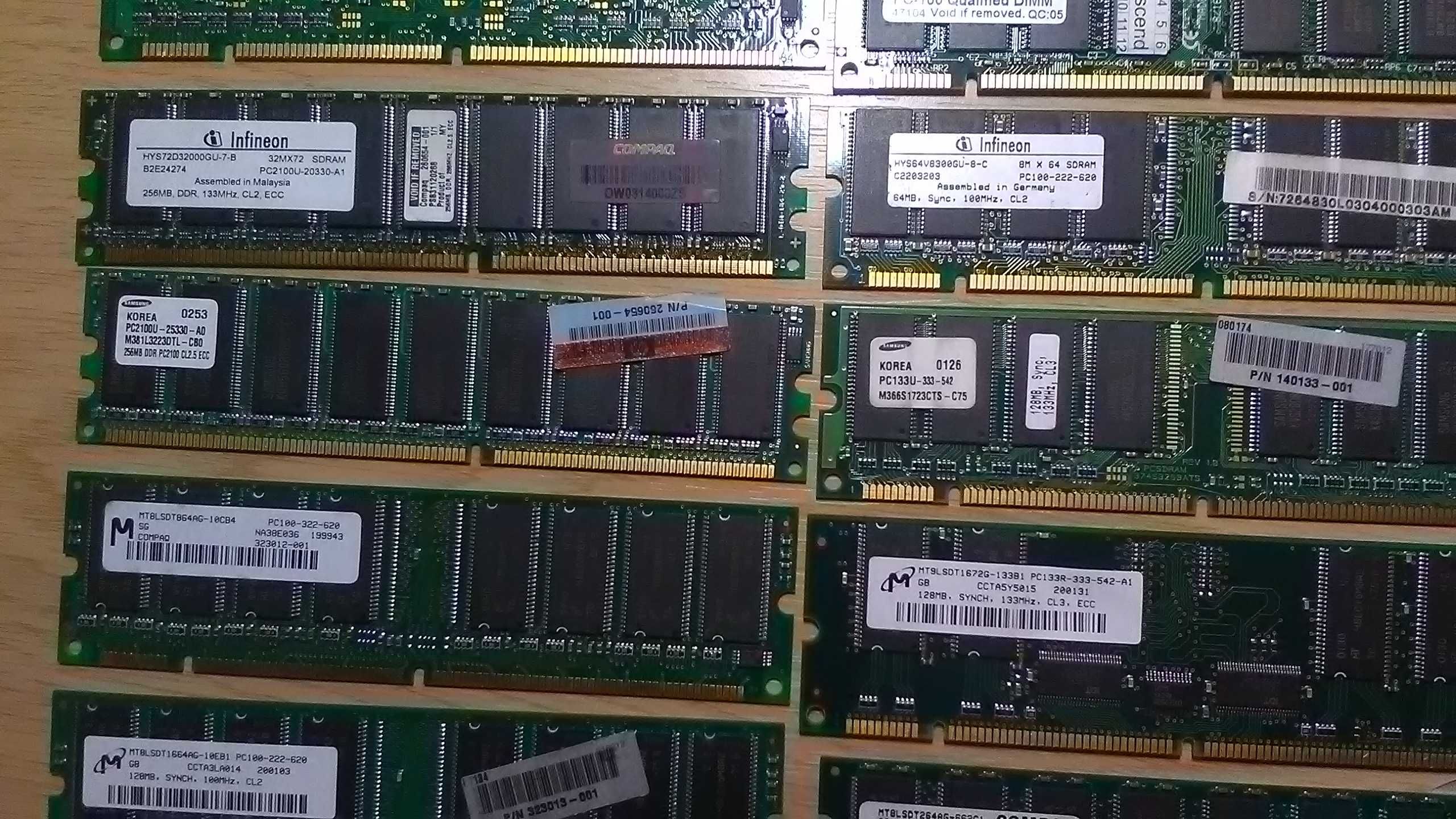 Память PC100/133 DDR333/400, DDR2, DDR3 для старых компьютеров