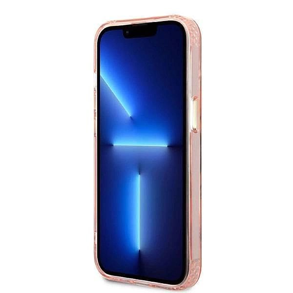 Etui Guess Gold Outline Translucent MagSafe na iPhone 13 - różowe