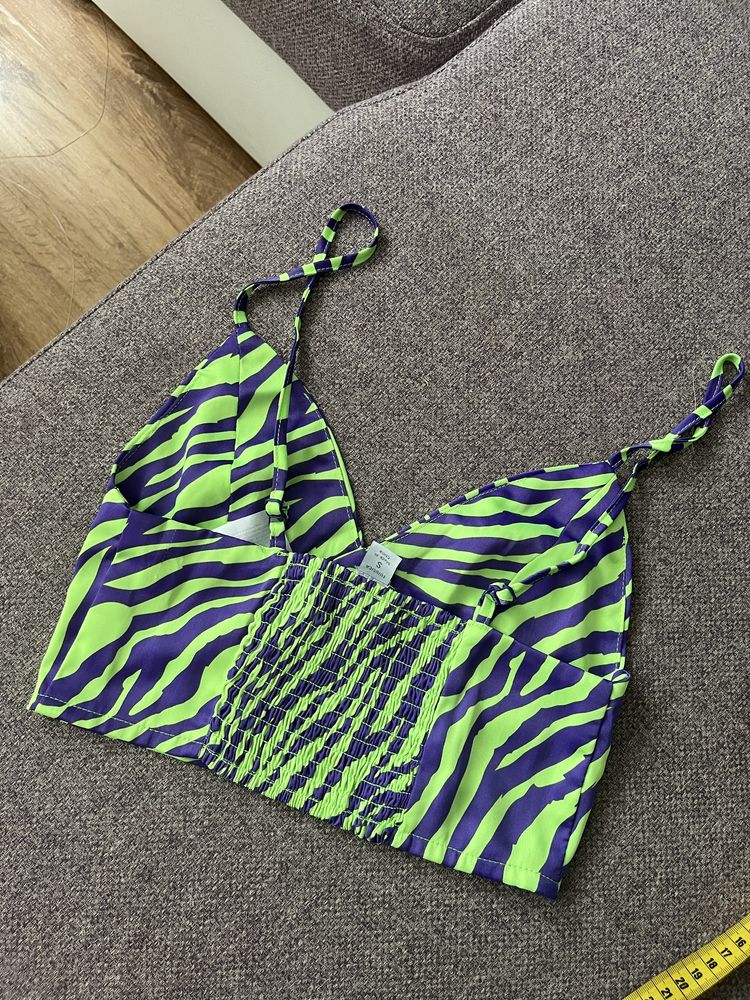 Crop top ramiączka kolorowa zebra amisu new yorker