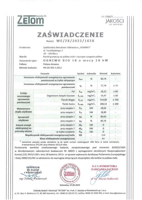 Pakiet - kocioł na drewno Ogniwo BIO 18 kW + bufor HS B0 800