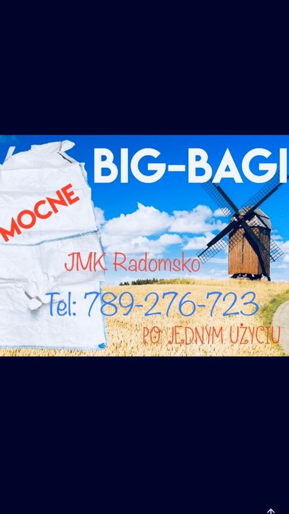 Worki Big Bag Bagi 70x113x180 bigbag na euro paletę wzmacniane