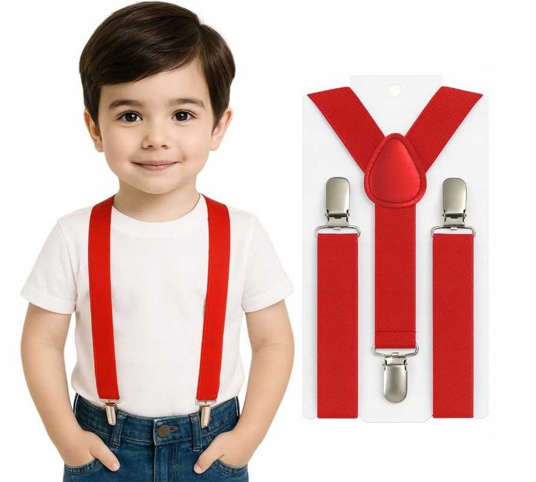 Dziecięce szelki do spodni 1-10 lat 2,5cm CZERWONE