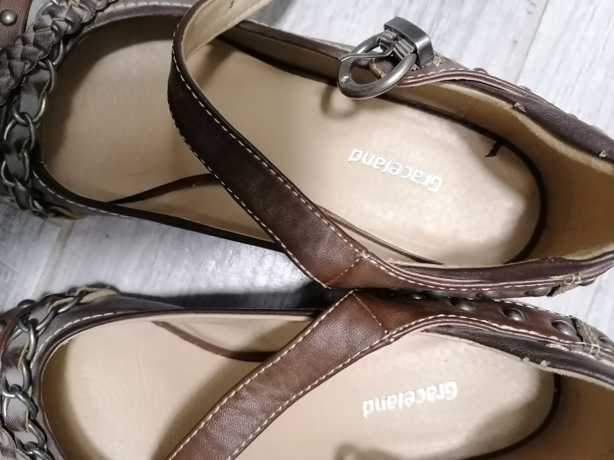 Buty 2 pary  półbuty balerinki  38 graceland brązowe czarne