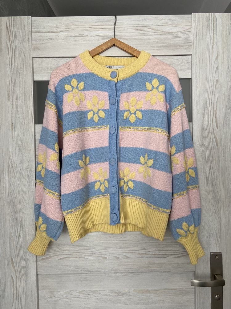 Kolorowy sweter kardigan ZARA