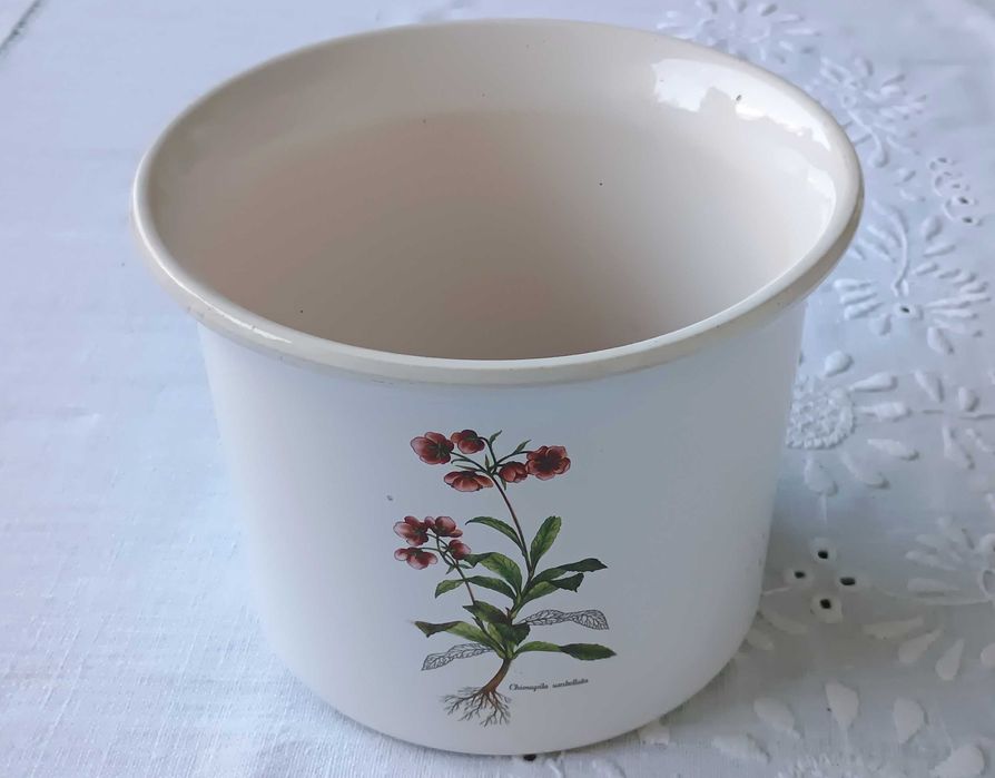 Ceramiczna doniczka 17 cm, temat: botanika, zioła