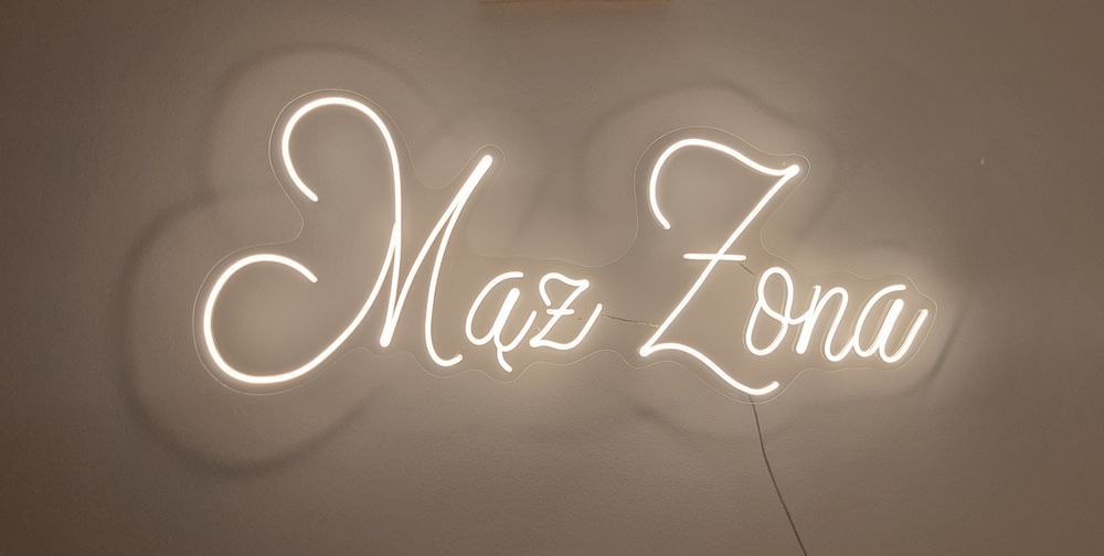 Napis led Żona Mąż z sercem ledon neon ślub wesele