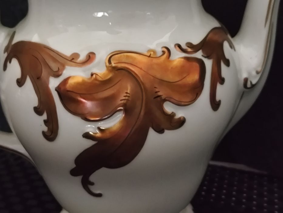 Porcelana Wawel W-ch  Serwis Tet-ta-Tet Mokka  Złoty Liść Fryderyka