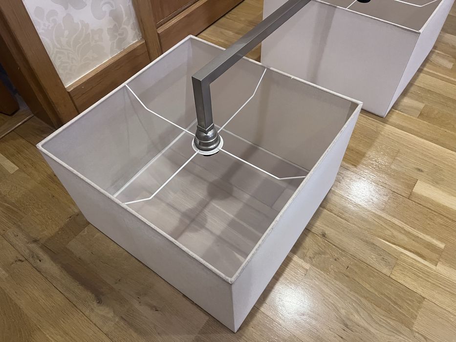 Candeiro sala em inox com dois abajur