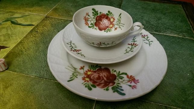 Zestaw śniadaniowy Kronester filiżanka porcelana Bavaria róża kwiaty