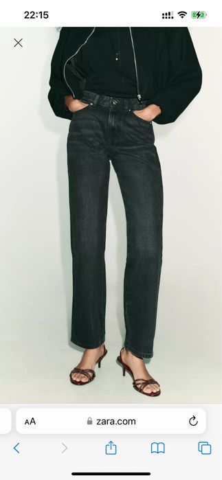 Джинси чорні жіночі зара zara прямі вільного крою 40 42