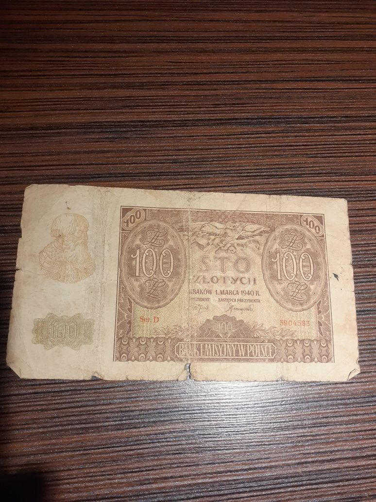 Banknot 100 zł z 1940 roku