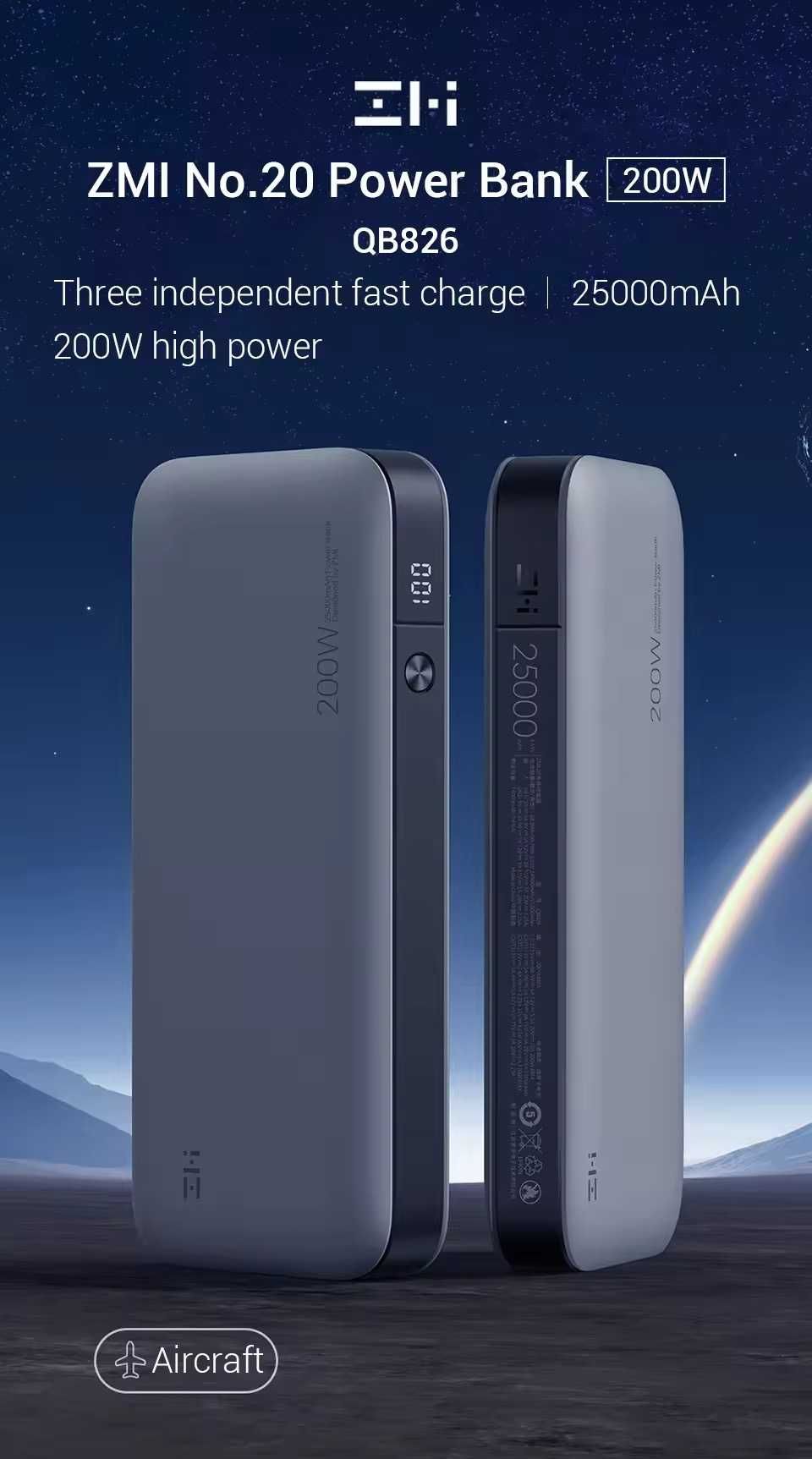 Powerbank павербанк ZMI QB826 25000mAh 200W