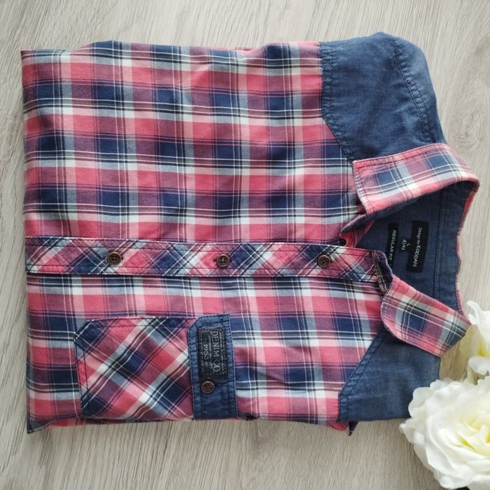 Koszula męska KappAhl w kratę, Regular Fit, rozmiar 41/42, bawełna