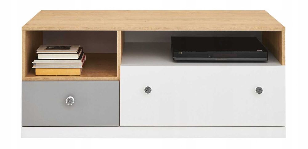 Szafka RTV pod telewizor PIXEL 11 Dąb biszkoptowy + Biały+Szary