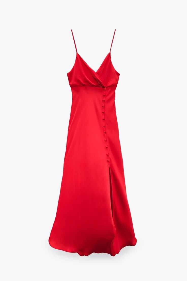 Vestido vermelho acetinado ZARA XS