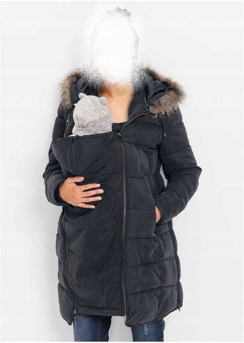 Kurtka ciążowa ocieplana wodoodporna z wkładką niemowlęcą 38