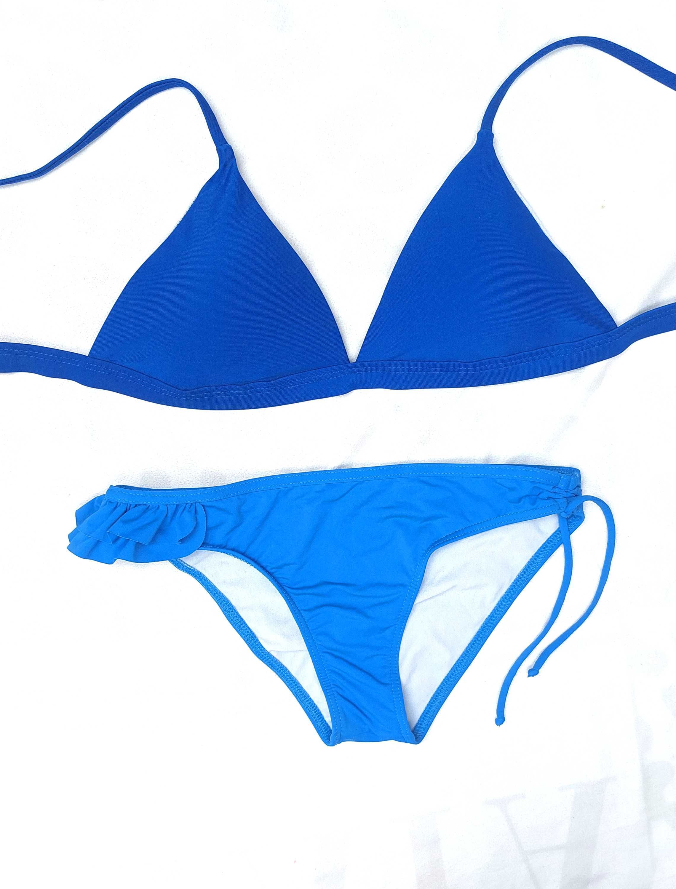niebieski dwuczęściowy strój kąpielowy bikini usztywniane miseczki