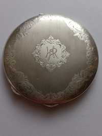 Stara srebrna puderniczka (pudernica), srebro próby 800, waga 96 g.