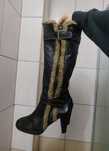 buty damskie 40 Xti muszkieterki z futerkiem eleganckie czarne szare s
