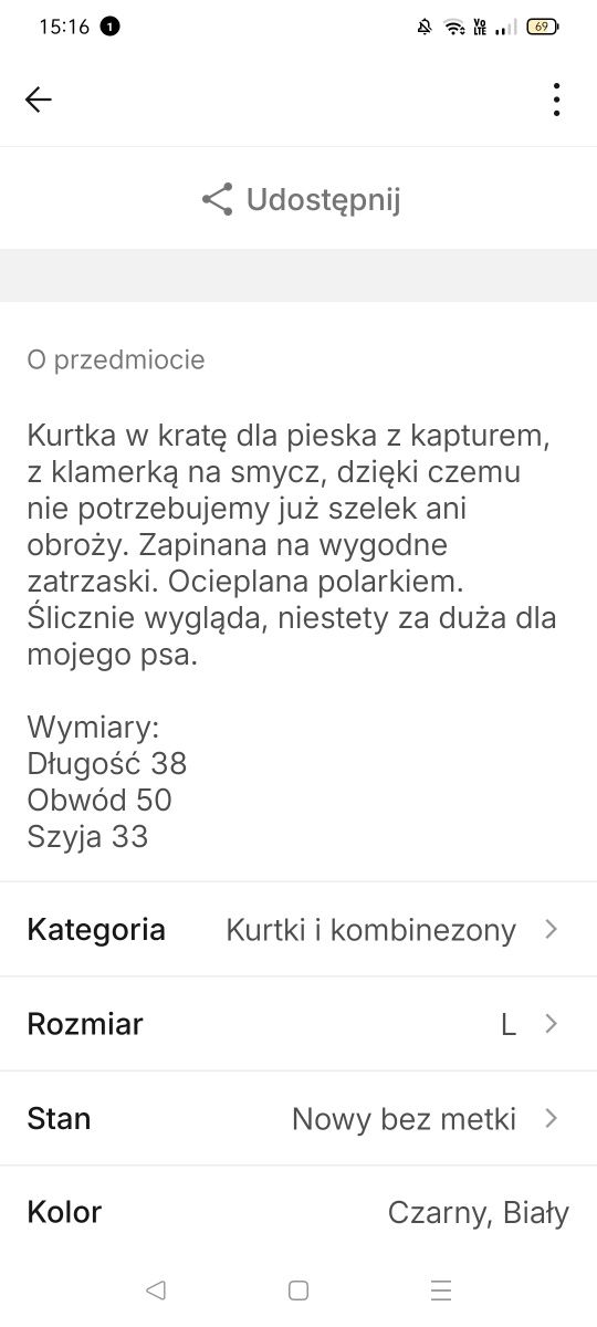 Kurtka dla psa w kratkę