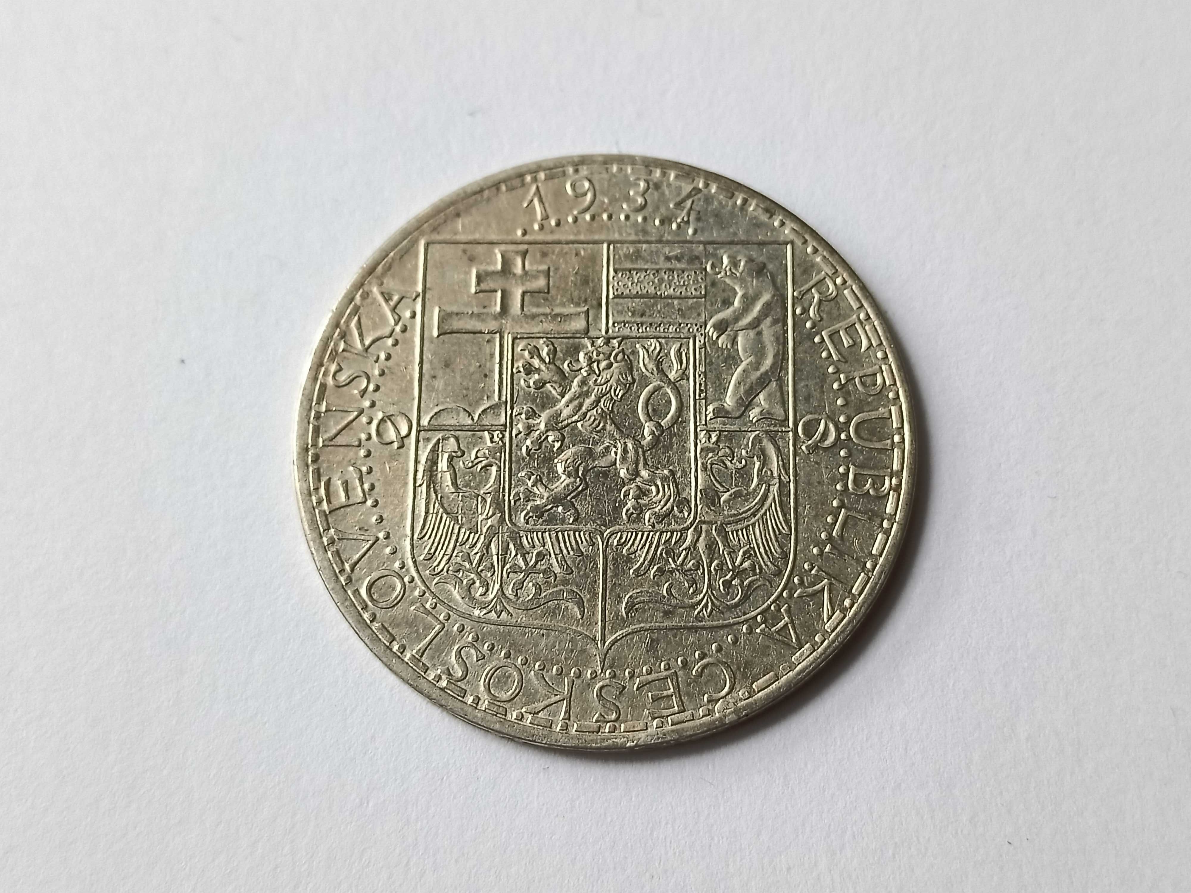 20 koron 1934 Czechosłowacja oryginał Srebro