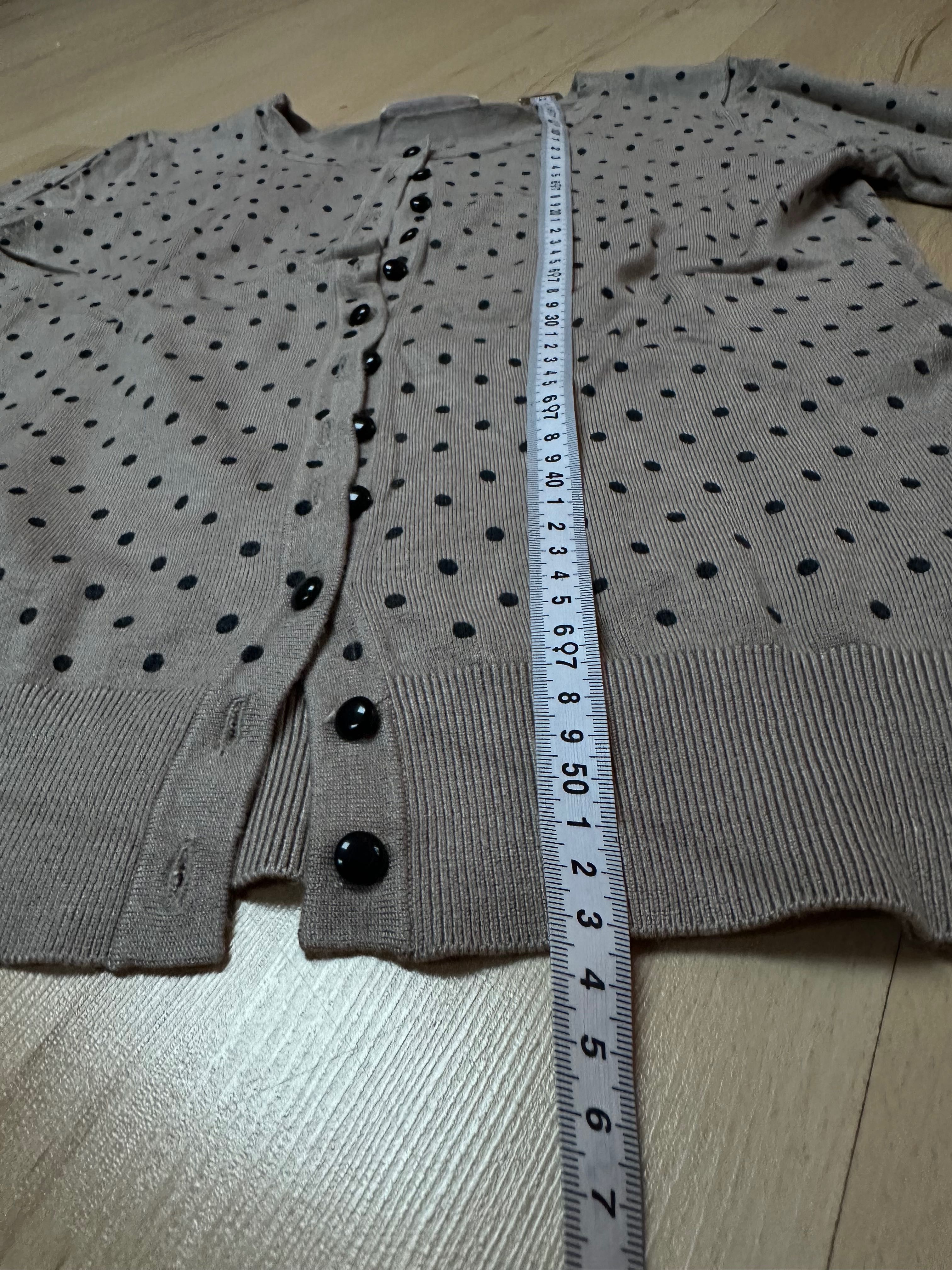 Taranko y2k sweter guziki beż brąz róż kropki kardigan