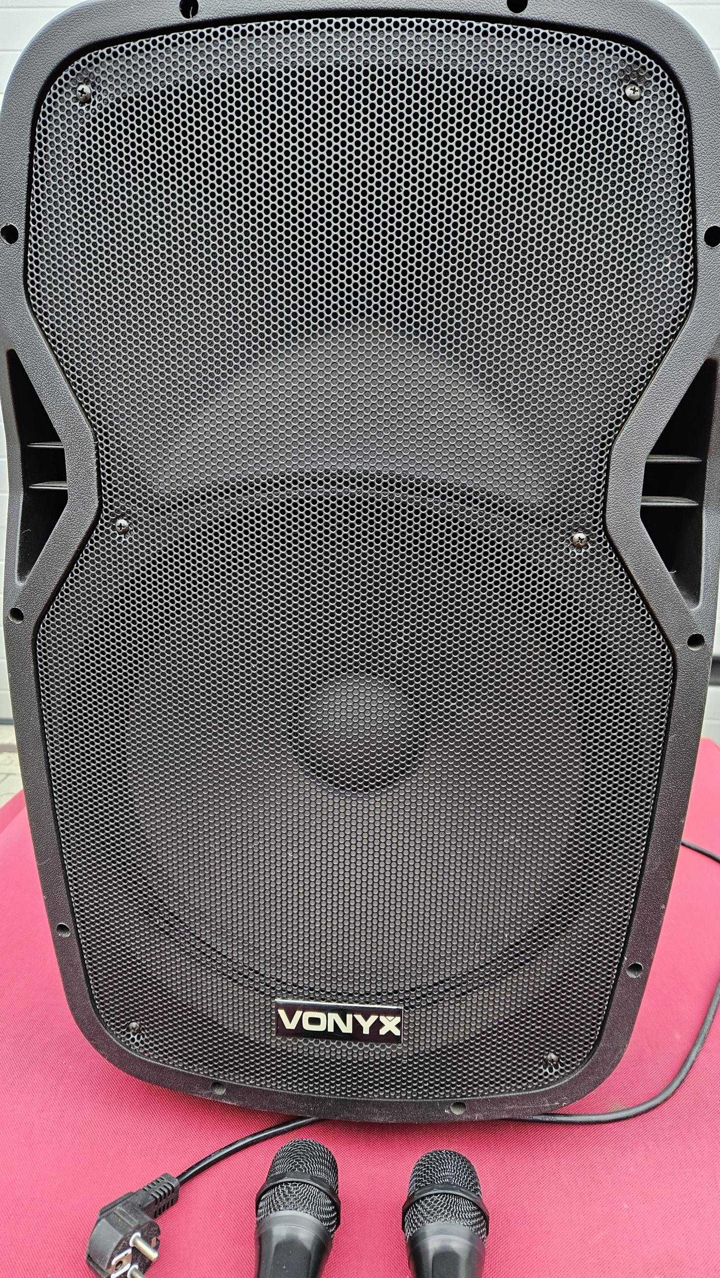 Zestaw Karaoke Kolumna mobilna przenośna 15'' 800W + dwa mikrofony