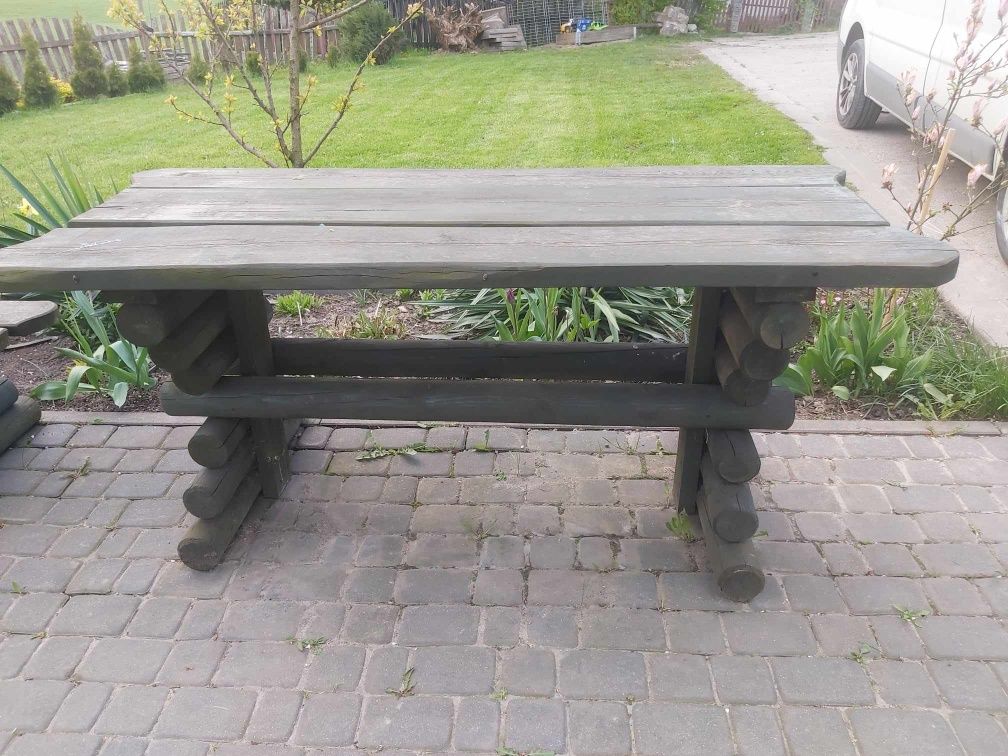 Stół z ławkami drewniany ogrodowy