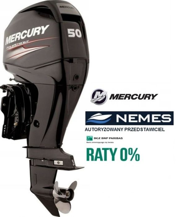 Silnik zaburtowy MERCURY F50 ELHPT EFI, długa stopa, rumpel, RATY 0%