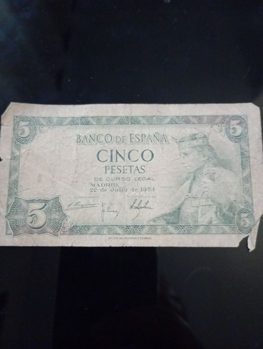 Nota 1954  5 pesetas ESPANHA