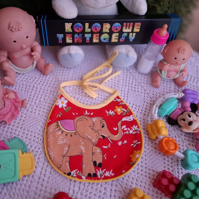 Śliniaczek dwustronny handmade. 100%bawełna. Nr. M-2-3 . Słonik