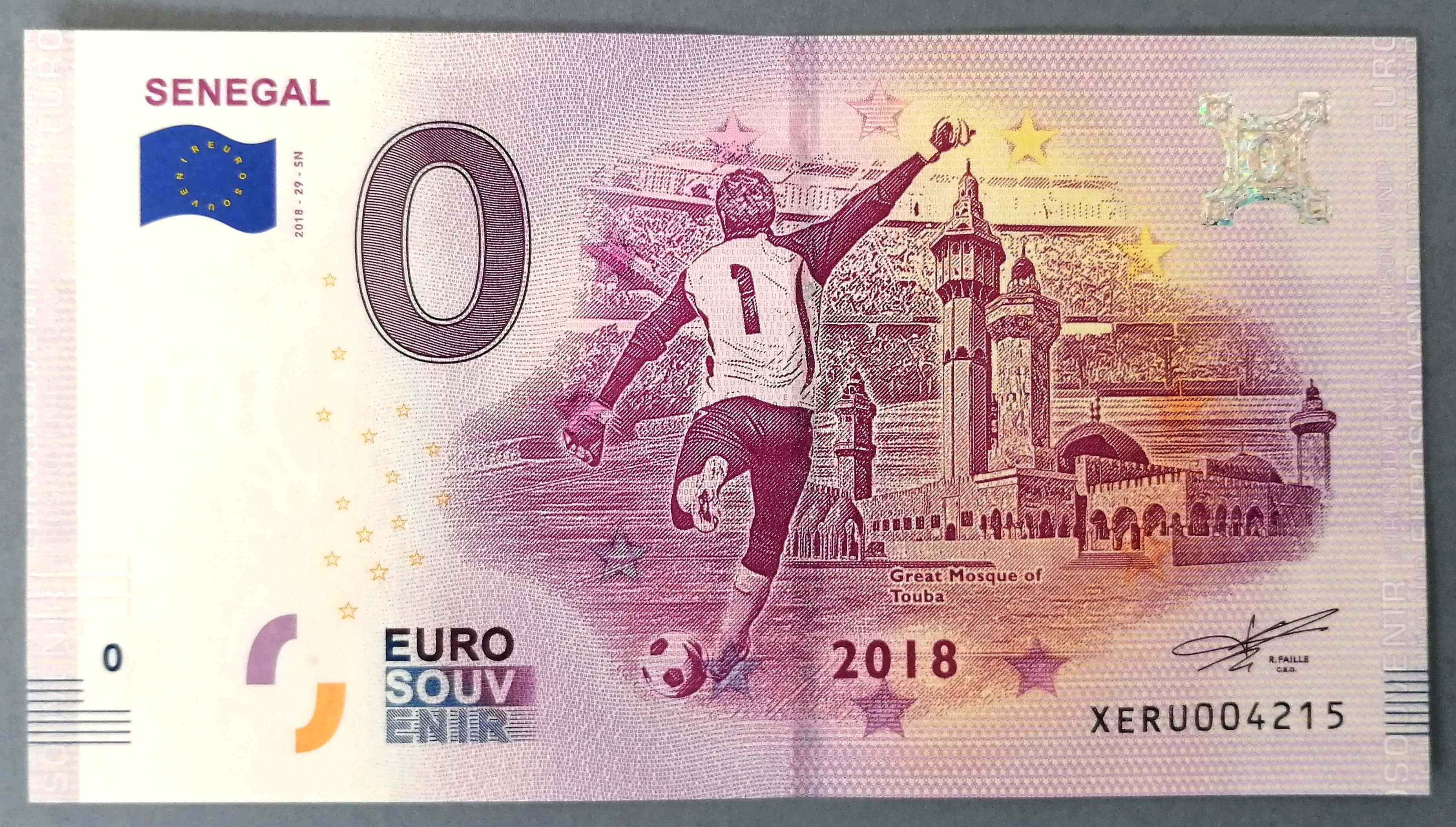 0 euro edycja FIFA 2018 Japonia i Senegal - dwa banknoty pamiątkowe