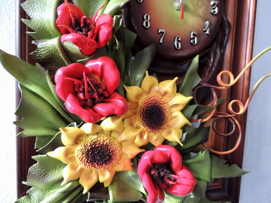 PREZENT NA JUBILEUSZ obraz i zegar "słoneczniki i maki" + GRAWER