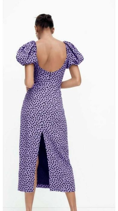 НОВА Трендова сукня ZARA, бузковий колір та принт горох