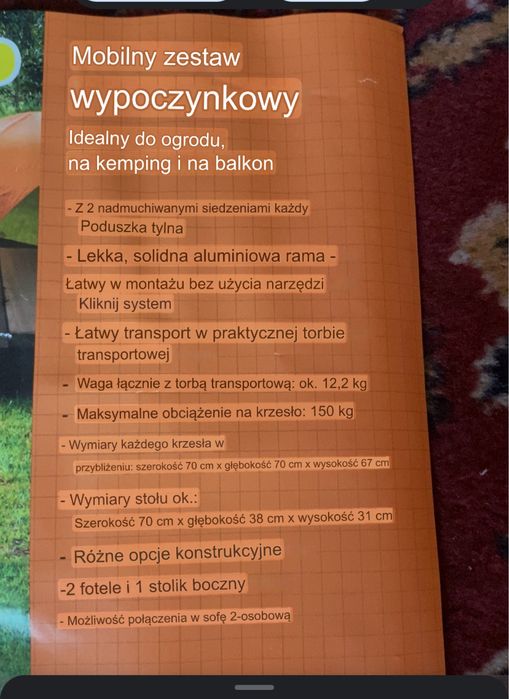 Mobilny zestaw wypoczynkowy